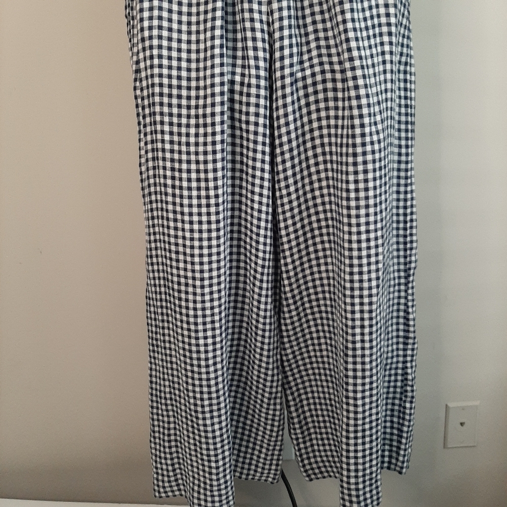 J. Crew Gingham Linen Jumpsuit Navy And White Size 10 - Picture 9 of 15
